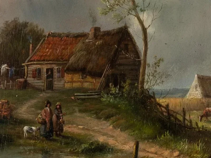 1832-Elias David Gans - Paesaggio con casa operaia